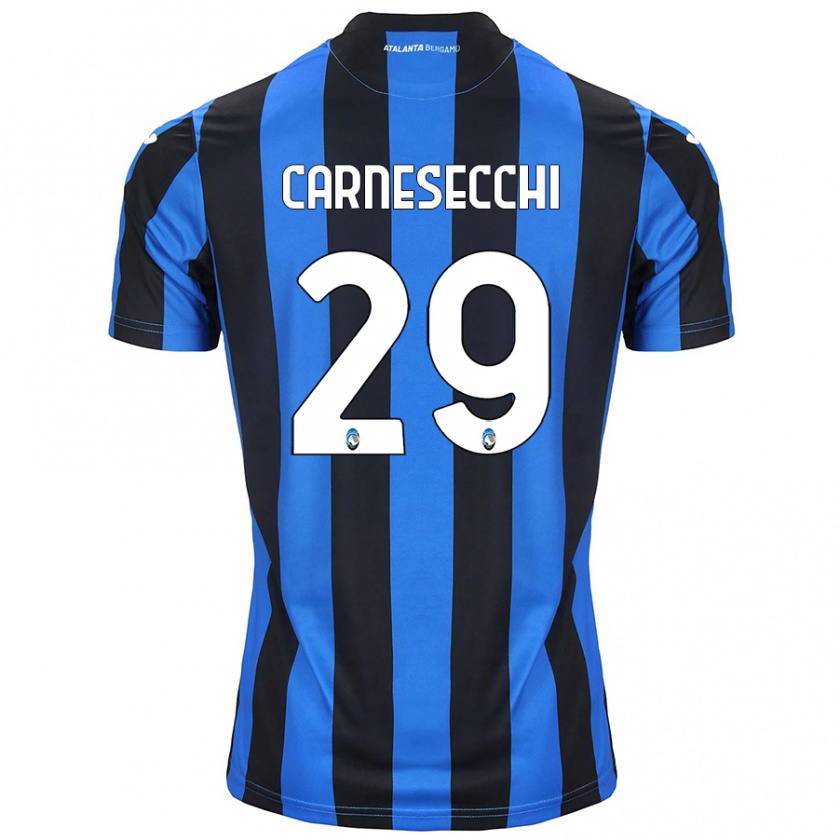 Kandiny Kinder Marco Carnesecchi #29 Blau Schwarz Heimtrikot Trikot 2024/25 T-Shirt