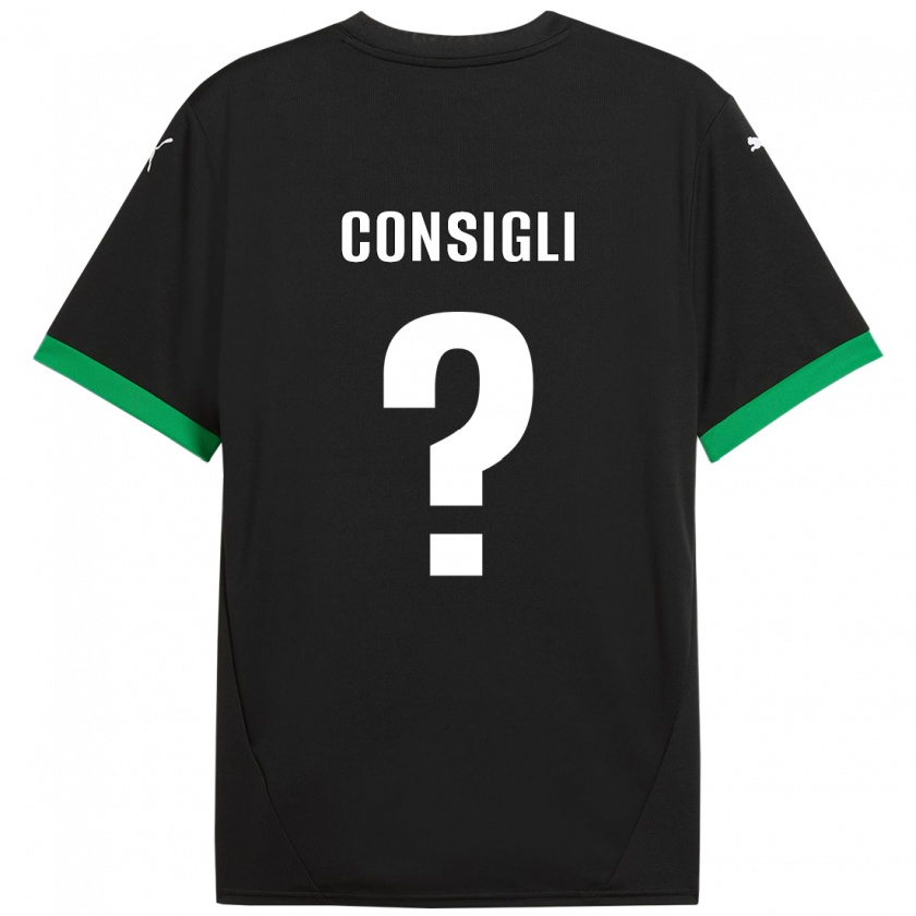 Kandiny Kinder Andrea Consigli #0 Schwarz Dunkelgrün Heimtrikot Trikot 2024/25 T-Shirt