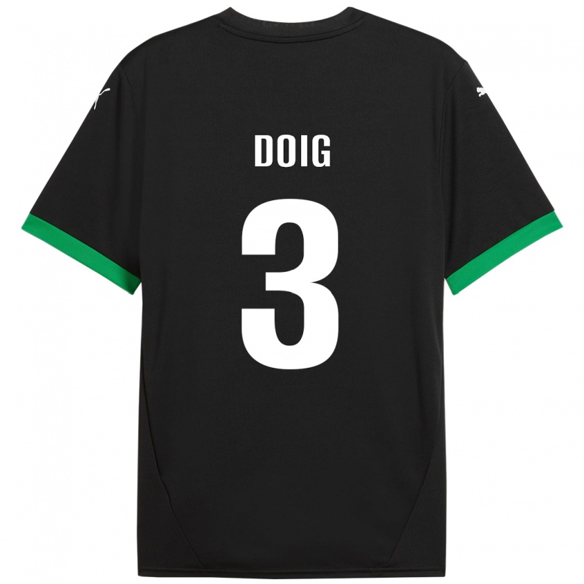 Kandiny Kinder Josh Doig #3 Schwarz Dunkelgrün Heimtrikot Trikot 2024/25 T-Shirt