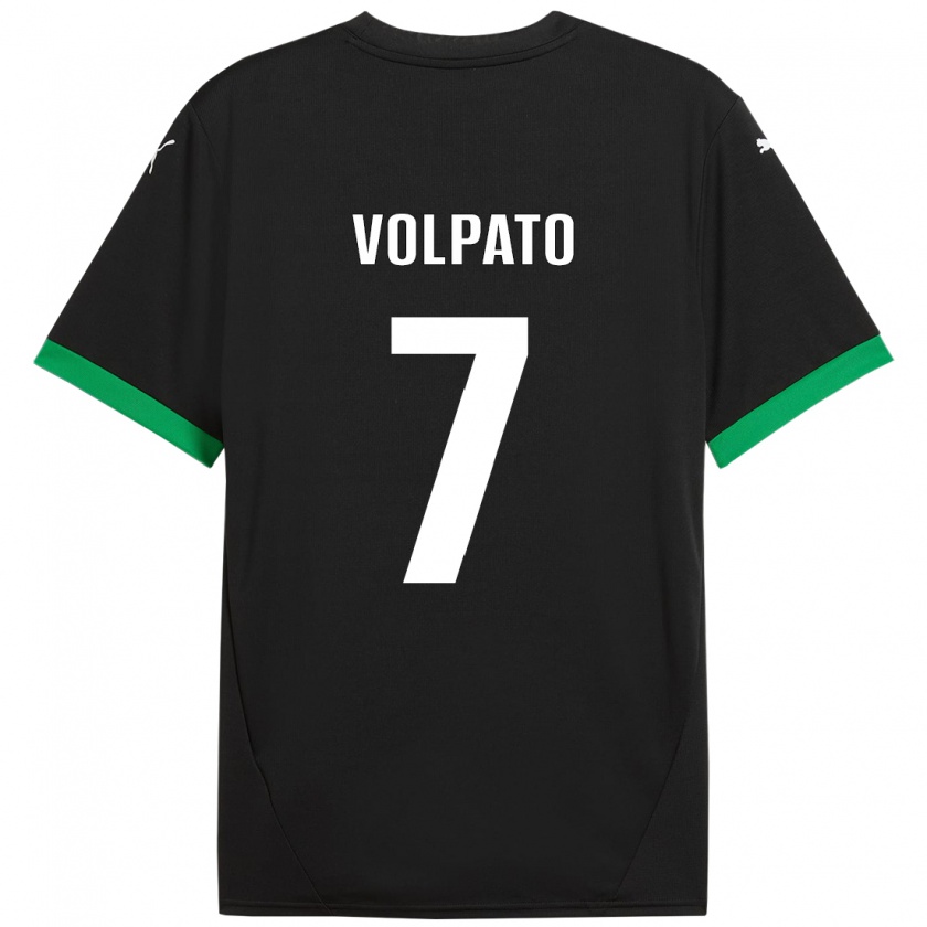 Kandiny Kinder Cristian Volpato #7 Schwarz Dunkelgrün Heimtrikot Trikot 2024/25 T-Shirt