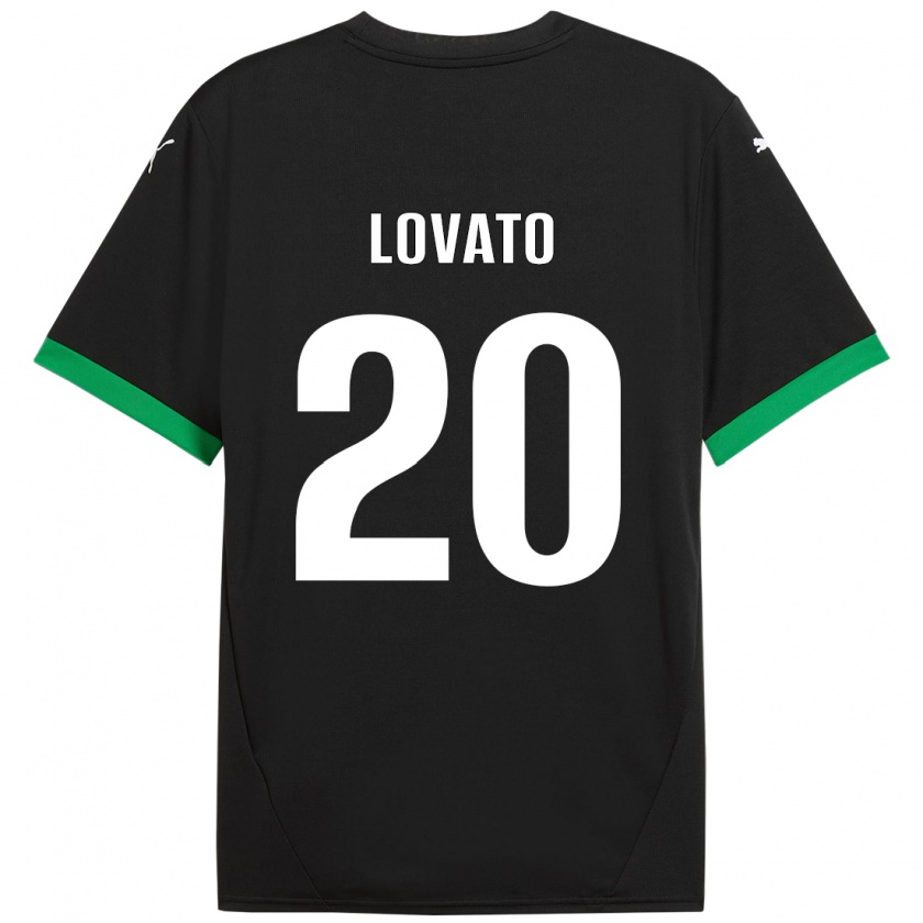 Kandiny Kinder Matteo Lovato #20 Schwarz Dunkelgrün Heimtrikot Trikot 2024/25 T-Shirt