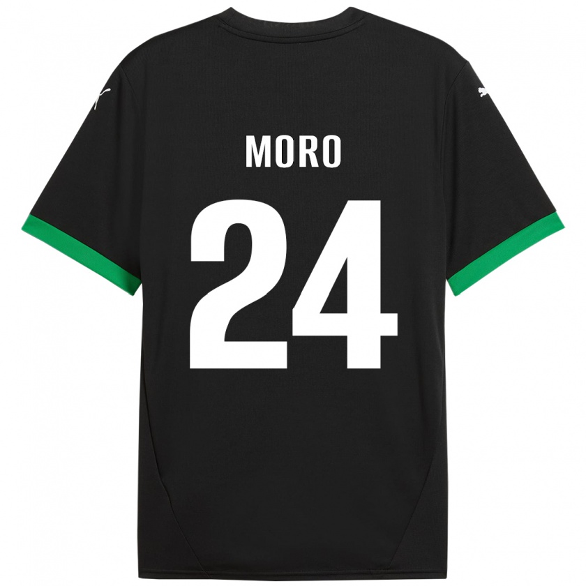 Kandiny Kinder Luca Moro #24 Schwarz Dunkelgrün Heimtrikot Trikot 2024/25 T-Shirt