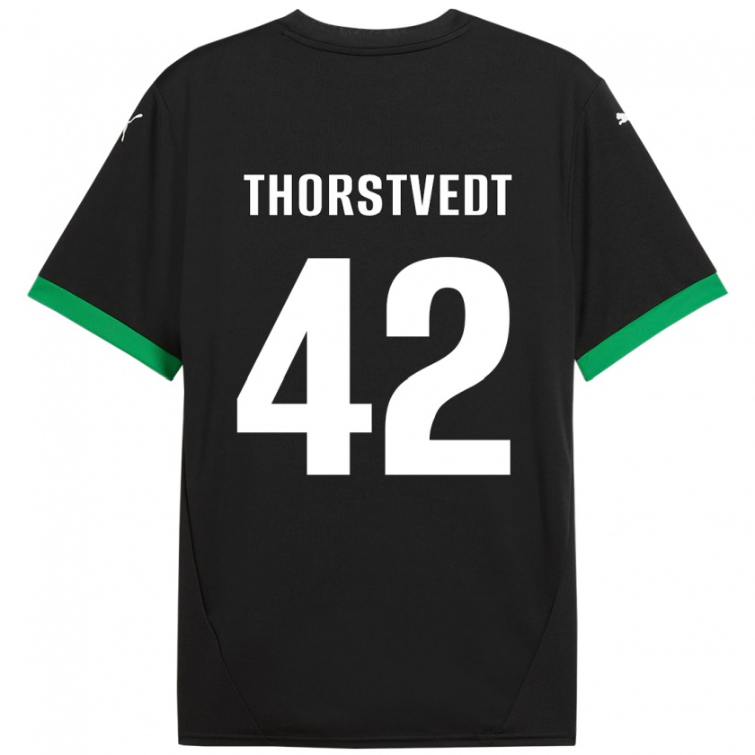 Kandiny Kinder Kristian Thorstvedt #42 Schwarz Dunkelgrün Heimtrikot Trikot 2024/25 T-Shirt