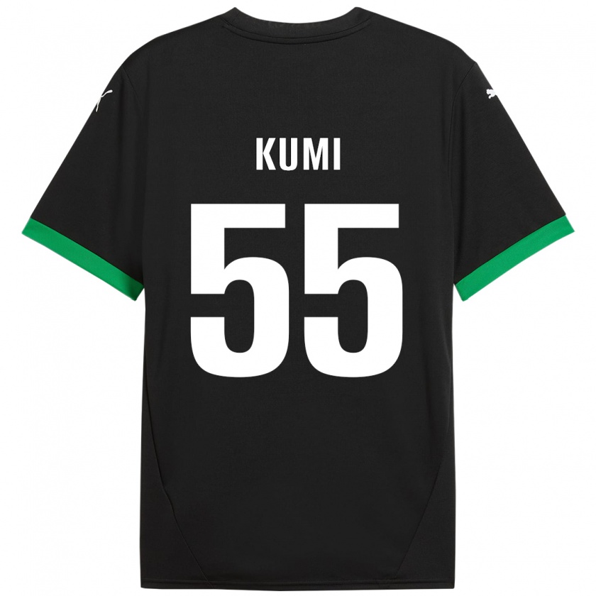 Kandiny Kinder Justin Kumi #55 Schwarz Dunkelgrün Heimtrikot Trikot 2024/25 T-Shirt