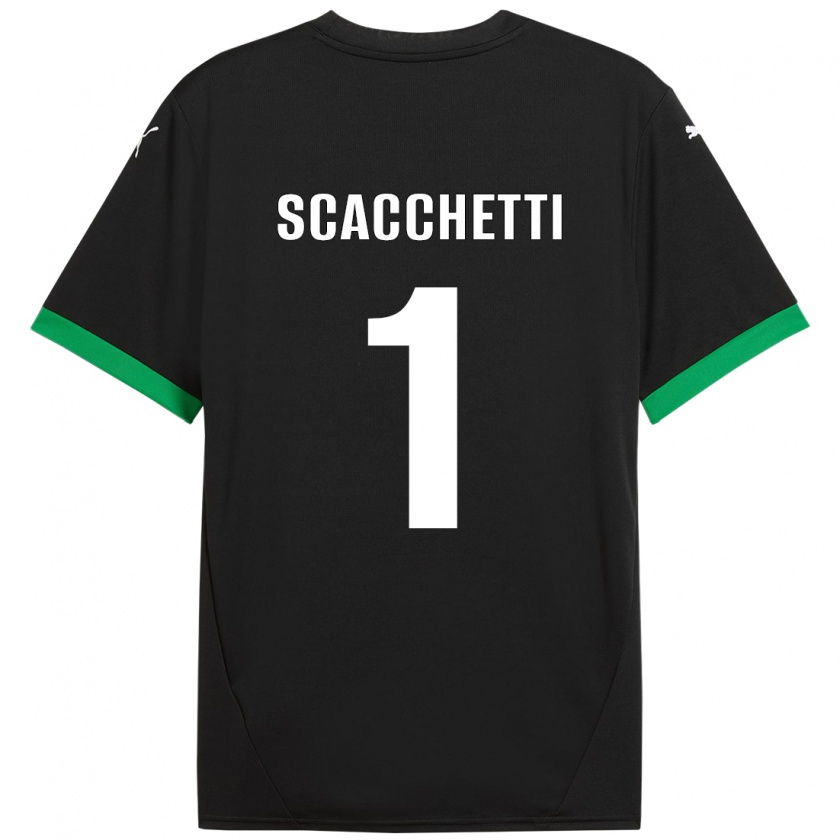 Kandiny Kinder Alessandro Scacchetti #1 Schwarz Dunkelgrün Heimtrikot Trikot 2024/25 T-Shirt