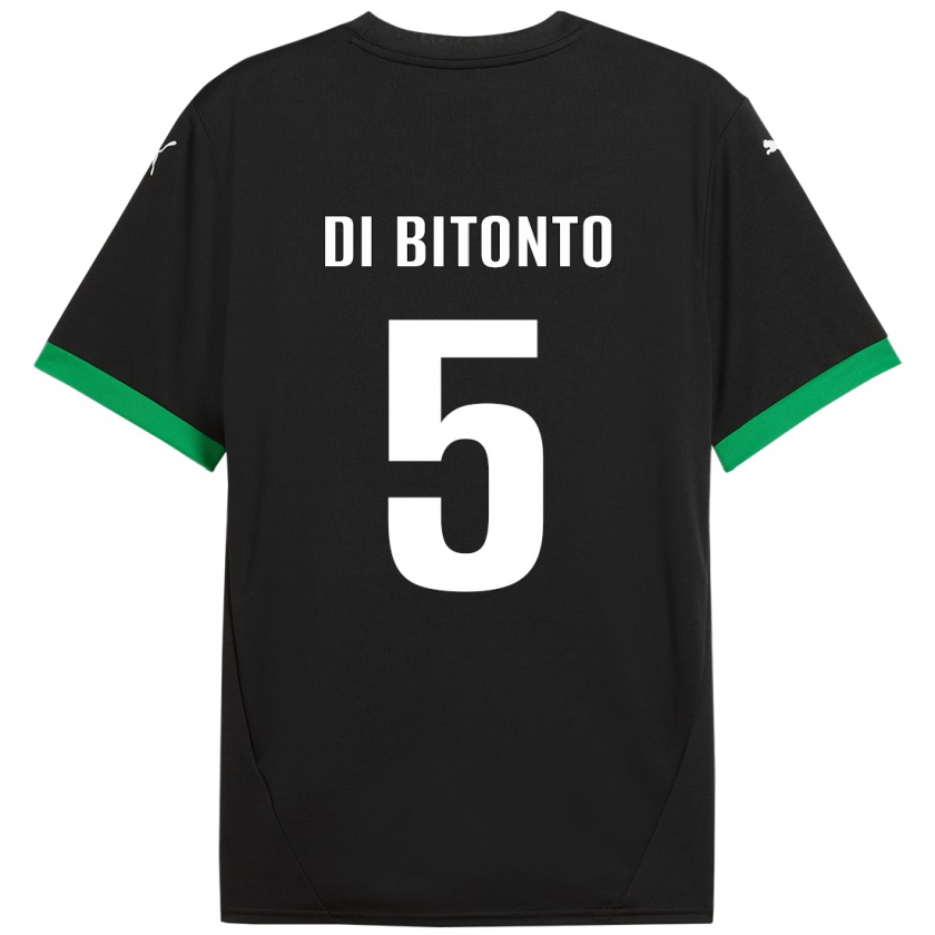 Kandiny Kinder Alessandro Di Bitonto #5 Schwarz Dunkelgrün Heimtrikot Trikot 2024/25 T-Shirt