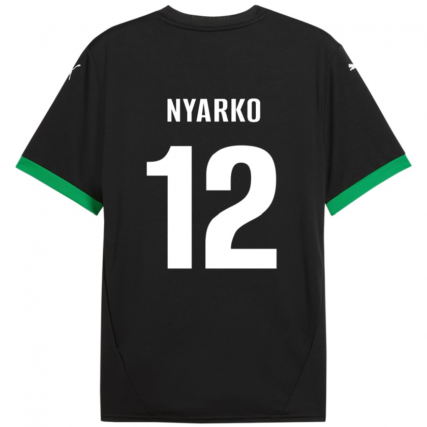 Kandiny Kinder Lorenzo Nyarko #12 Schwarz Dunkelgrün Heimtrikot Trikot 2024/25 T-Shirt