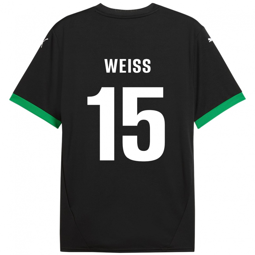 Kandiny Kinder David Weiss #15 Schwarz Dunkelgrün Heimtrikot Trikot 2024/25 T-Shirt