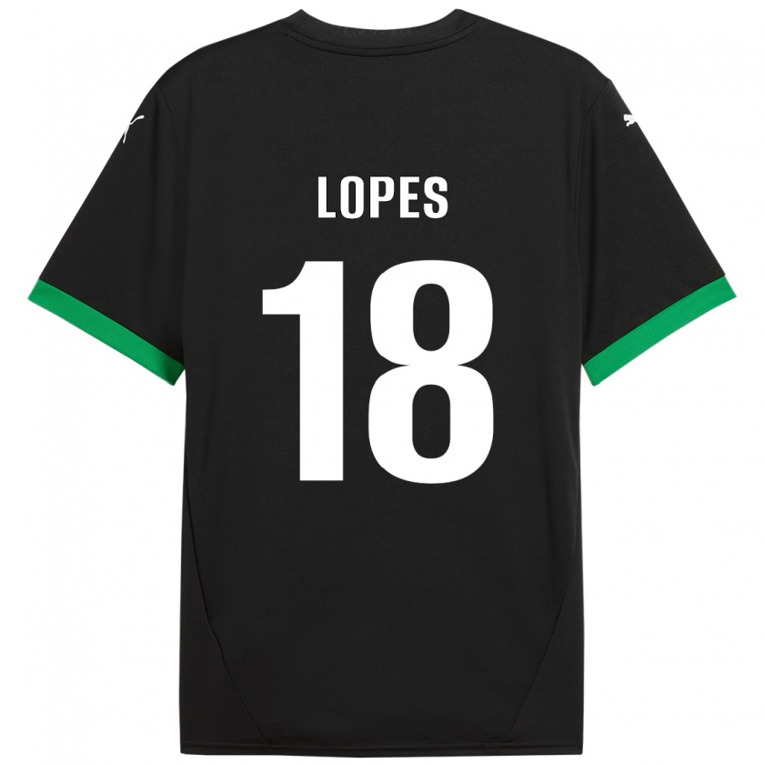 Kandiny Kinder Emerick Lopes #18 Schwarz Dunkelgrün Heimtrikot Trikot 2024/25 T-Shirt