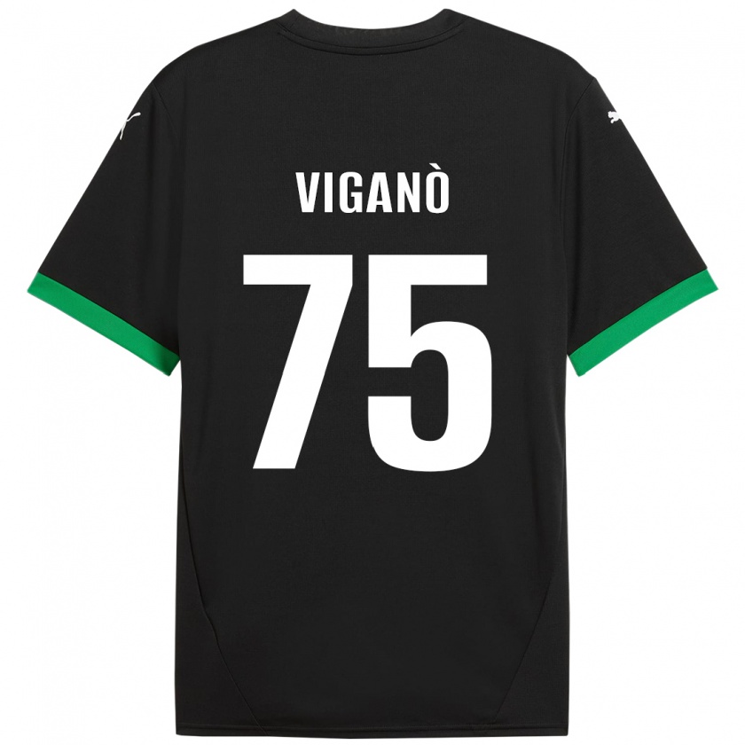 Kandiny Kinder Lorenzo Viganò #75 Schwarz Dunkelgrün Heimtrikot Trikot 2024/25 T-Shirt