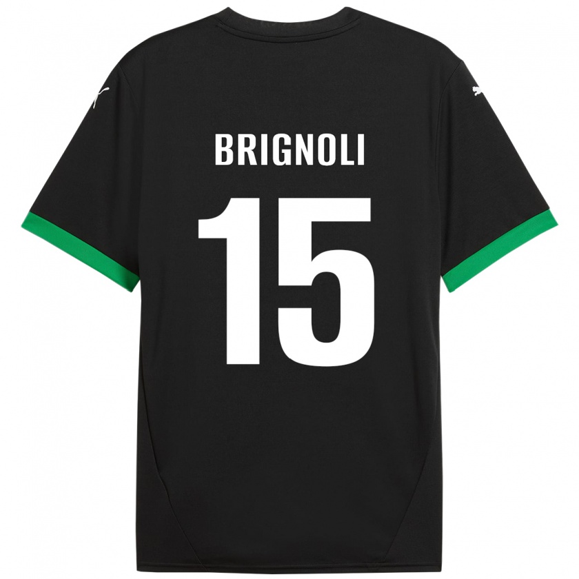 Kandiny Kinder Benedetta Brignoli #15 Schwarz Dunkelgrün Heimtrikot Trikot 2024/25 T-Shirt