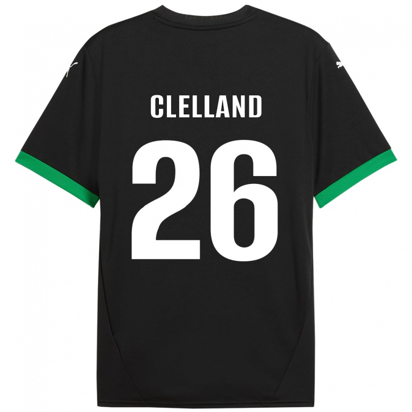 Kandiny Kinder Lana Clelland #26 Schwarz Dunkelgrün Heimtrikot Trikot 2024/25 T-Shirt