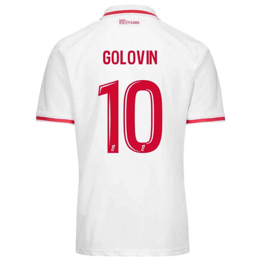 Kandiny Kinder Aleksandr Golovin #10 Weiß Rot Heimtrikot Trikot 2024/25 T-Shirt