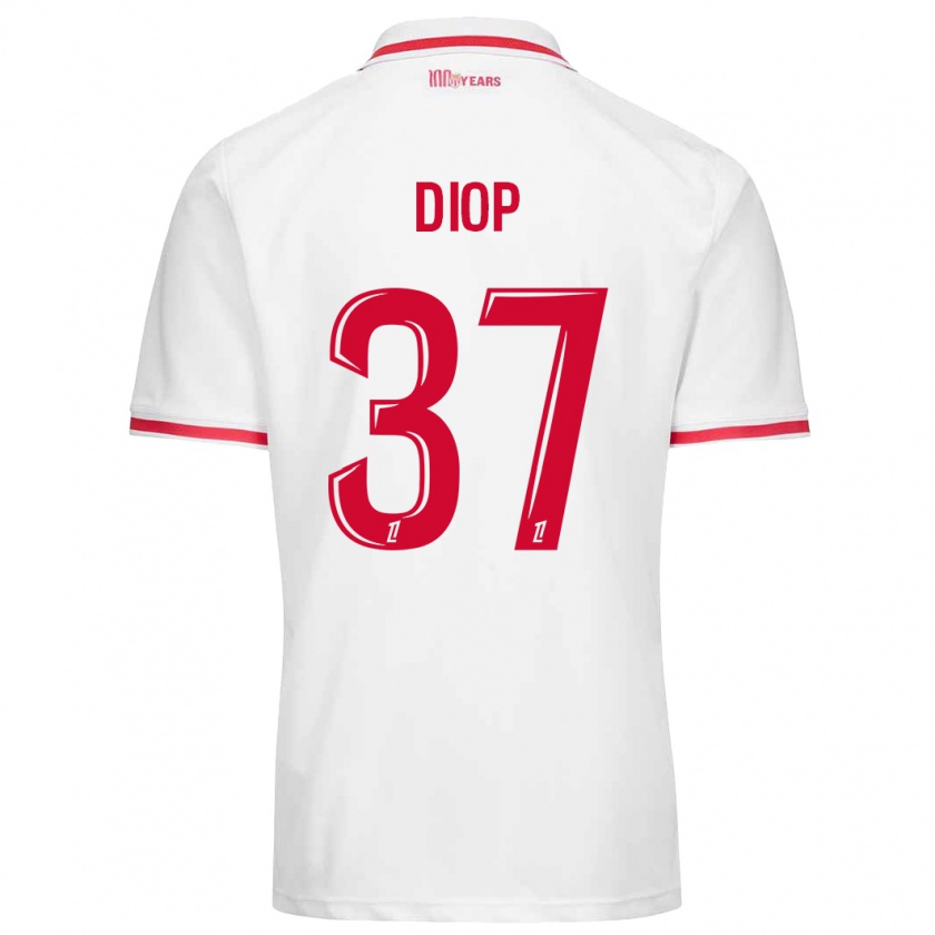 Kandiny Kinder Edan Diop #37 Weiß Rot Heimtrikot Trikot 2024/25 T-Shirt