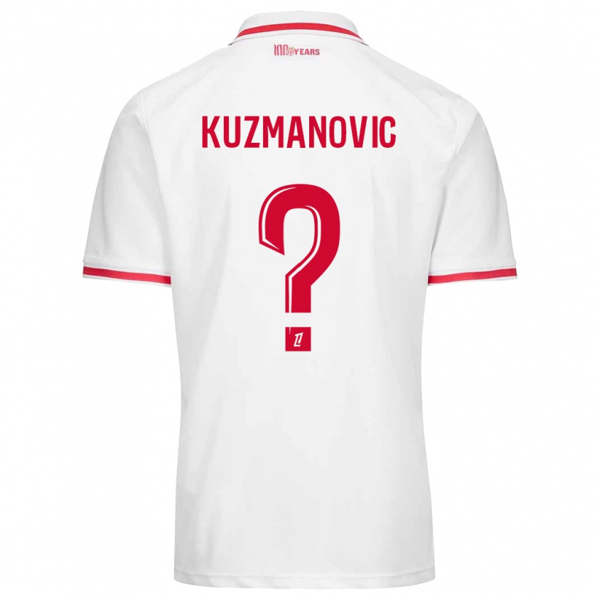 Kandiny Kinder Dejan Kuzmanovic #0 Weiß Rot Heimtrikot Trikot 2024/25 T-Shirt