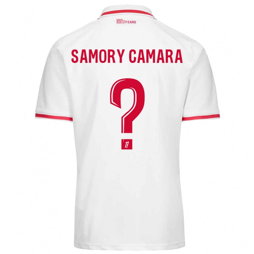 Kandiny Kinder Verges Samory Camara #0 Weiß Rot Heimtrikot Trikot 2024/25 T-Shirt