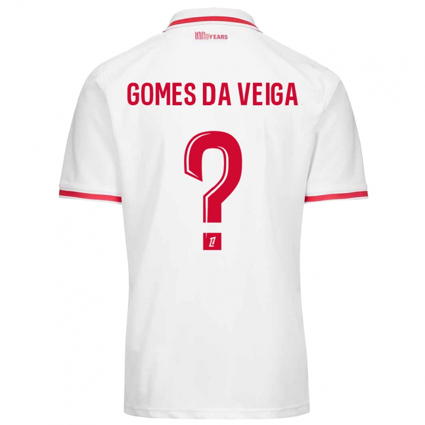 Kandiny Kinder Melvin Gomes Da Veiga #0 Weiß Rot Heimtrikot Trikot 2024/25 T-Shirt