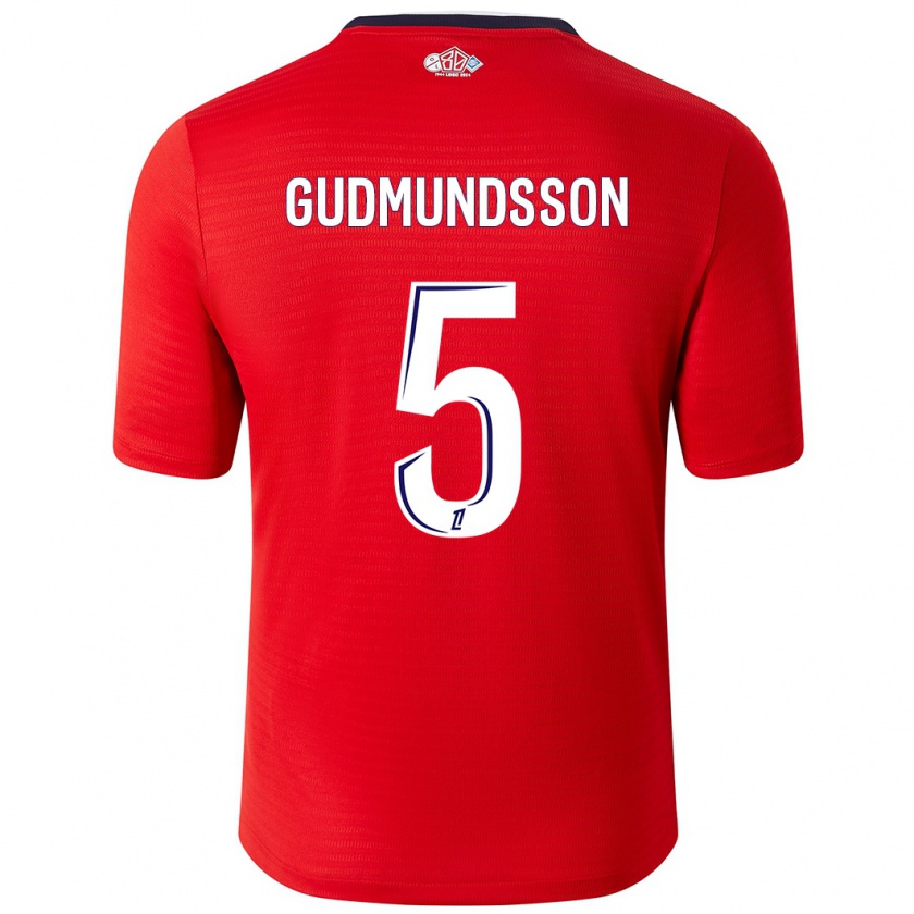 Kandiny Kinder Gabriel Gudmundsson #5 Rot Weiß Heimtrikot Trikot 2024/25 T-Shirt