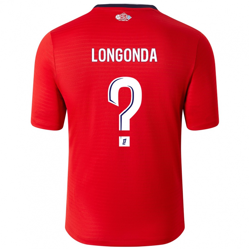 Kandiny Kinder Jean-Pierre Longonda #0 Rot Weiß Heimtrikot Trikot 2024/25 T-Shirt