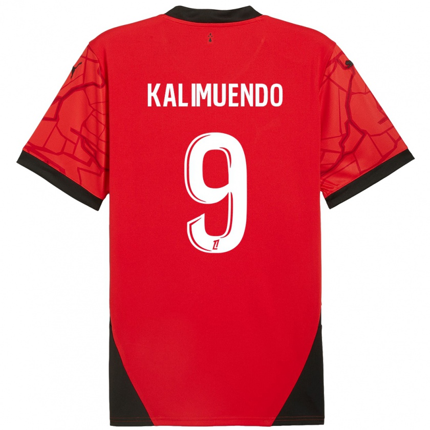 Kandiny Kinder Arnaud Kalimuendo #9 Rot Schwarz Heimtrikot Trikot 2024/25 T-Shirt