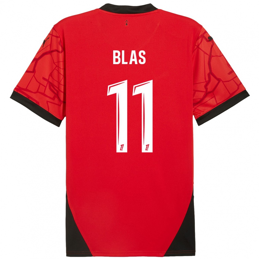 Kandiny Kinder Ludovic Blas #11 Rot Schwarz Heimtrikot Trikot 2024/25 T-Shirt