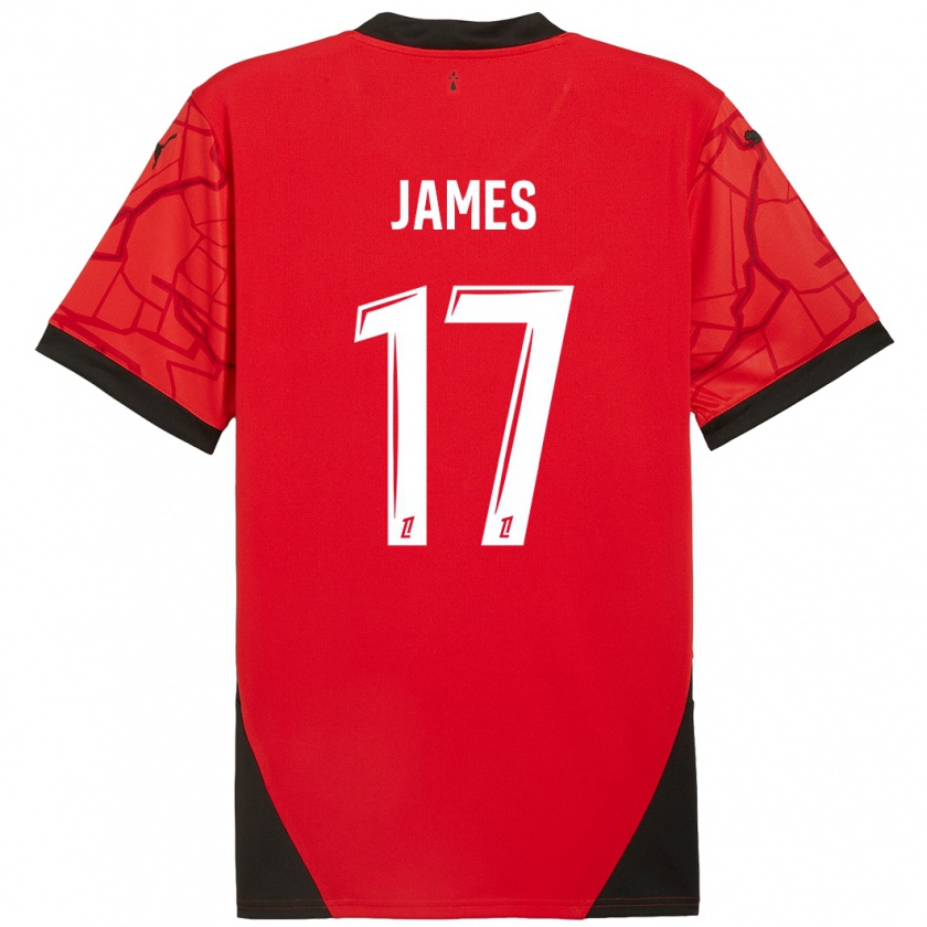 Kandiny Kinder Jordan James #17 Rot Schwarz Heimtrikot Trikot 2024/25 T-Shirt