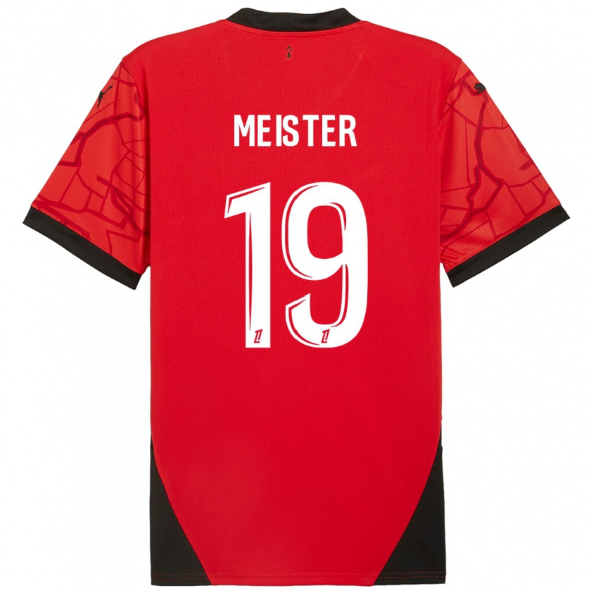 Kandiny Kinder Henrik Meister #19 Rot Schwarz Heimtrikot Trikot 2024/25 T-Shirt