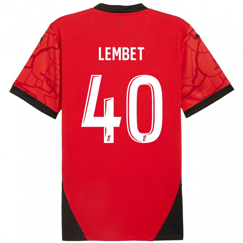 Kandiny Kinder Geoffrey Lembet #40 Rot Schwarz Heimtrikot Trikot 2024/25 T-Shirt