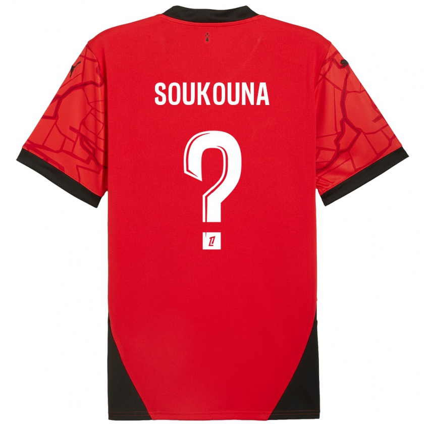 Kandiny Kinder Isiaka Soukouna #0 Rot Schwarz Heimtrikot Trikot 2024/25 T-Shirt