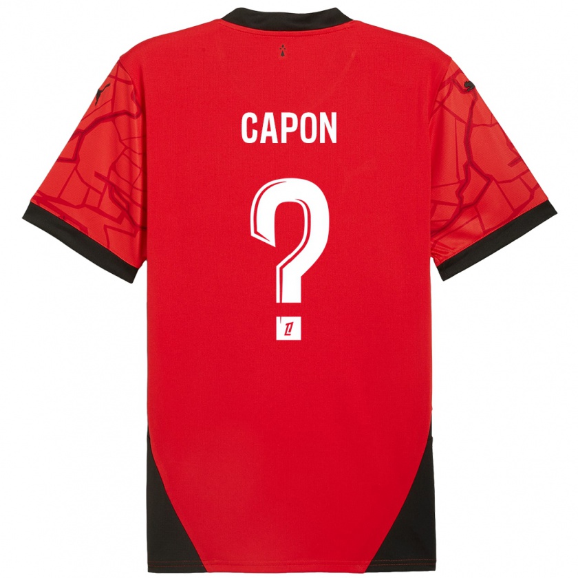 Kandiny Kinder José Capon #0 Rot Schwarz Heimtrikot Trikot 2024/25 T-Shirt