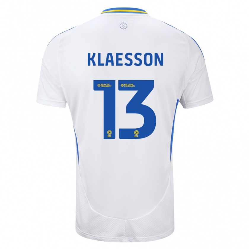 Kandiny Kinder Kristoffer Klaesson #13 Weiß Blau Heimtrikot Trikot 2024/25 T-Shirt