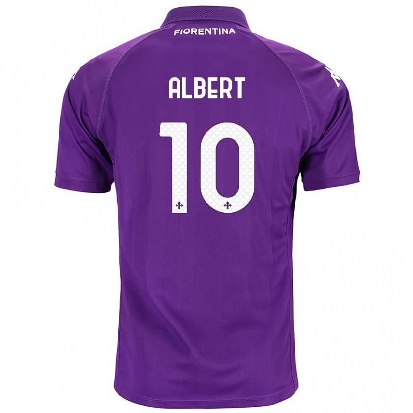 Kandiny Kinder Albert Gudmundsson #10 Violett Heimtrikot Trikot 2024/25 T-Shirt