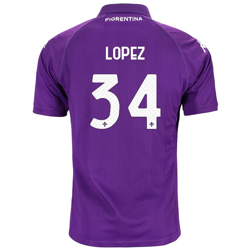 Kandiny Kinder Lucas López #34 Violett Heimtrikot Trikot 2024/25 T-Shirt