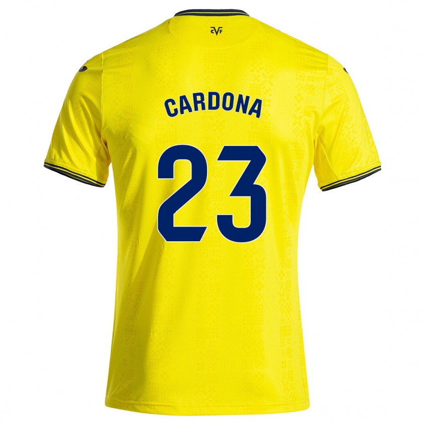 Kandiny Kinder Sergi Cardona #23 Gelb Schwarz Heimtrikot Trikot 2024/25 T-Shirt