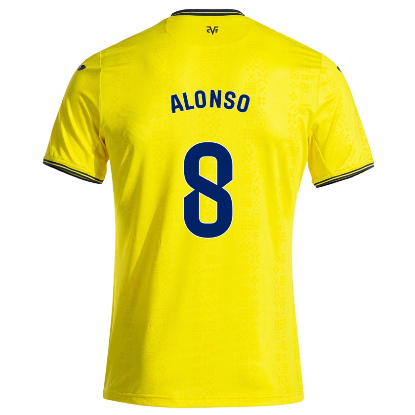 Kandiny Kinder Rodri Alonso #8 Gelb Schwarz Heimtrikot Trikot 2024/25 T-Shirt