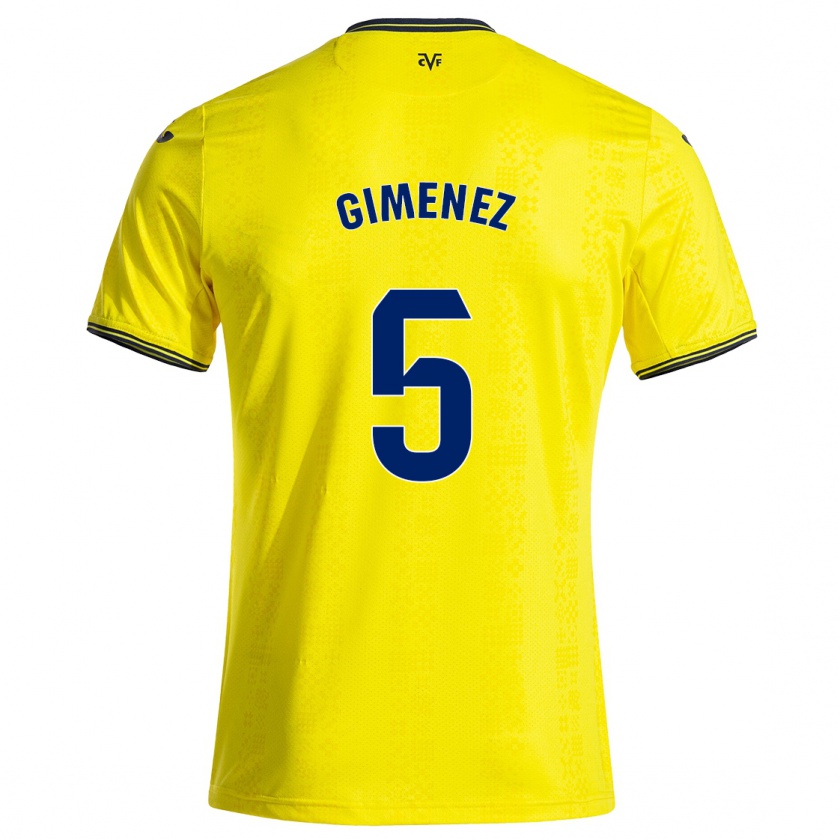 Kandiny Kinder Yenifer Giménez #5 Gelb Schwarz Heimtrikot Trikot 2024/25 T-Shirt