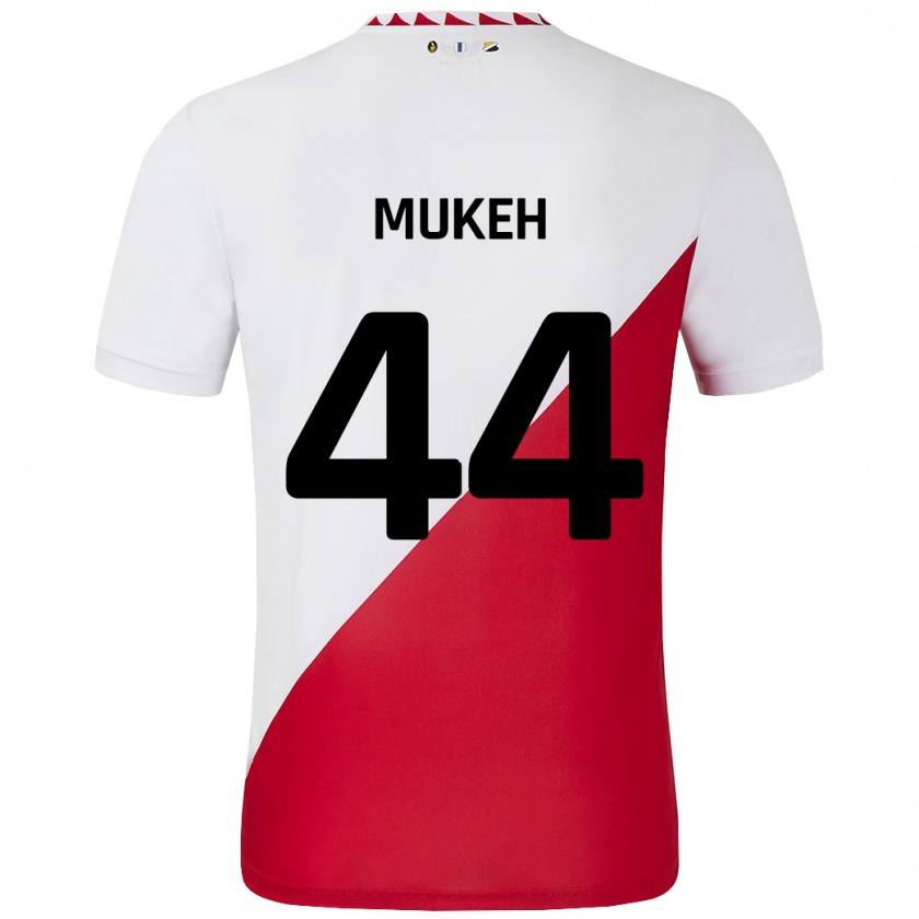 Kandiny Kinder Joshua Mukeh #44 Weiß Rot Heimtrikot Trikot 2024/25 T-Shirt