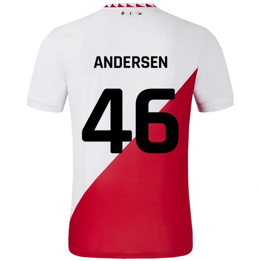 Kandiny Kinder Silas Andersen #46 Weiß Rot Heimtrikot Trikot 2024/25 T-Shirt