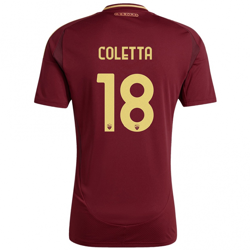 Kandiny Kinder Federico Coletta #18 Rot Braun Gold Heimtrikot Trikot 2024/25 T-Shirt