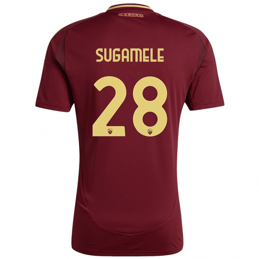 Kandiny Kinder Alessandro Sugamele #28 Rot Braun Gold Heimtrikot Trikot 2024/25 T-Shirt