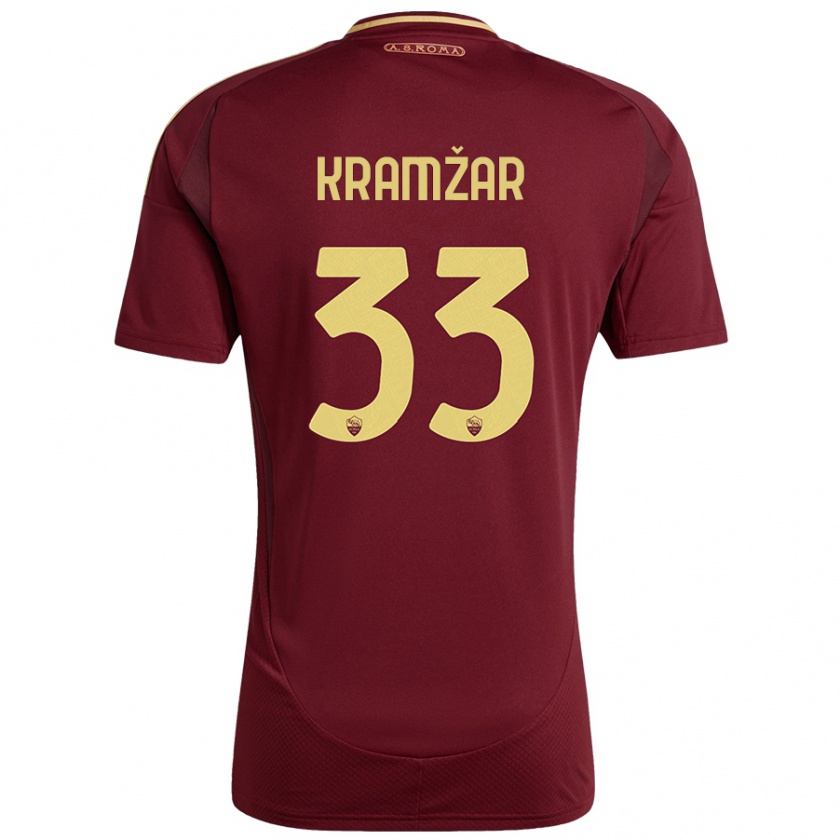 Kandiny Kinder Zara Kramžar #33 Rot Braun Gold Heimtrikot Trikot 2024/25 T-Shirt