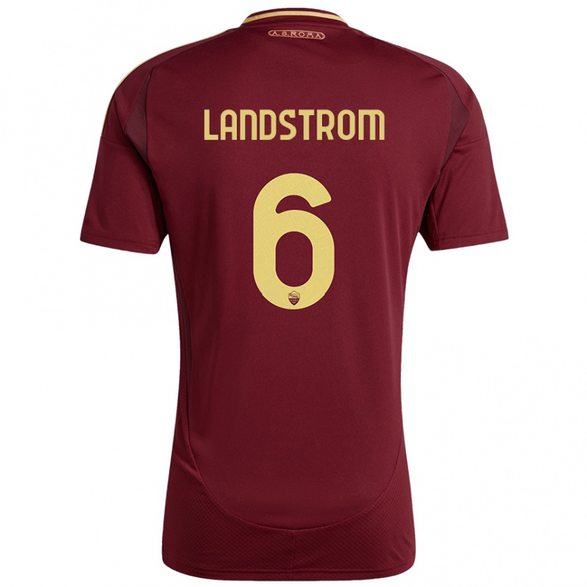 Kandiny Kinder Elin Landstrom #6 Rot Braun Gold Heimtrikot Trikot 2024/25 T-Shirt