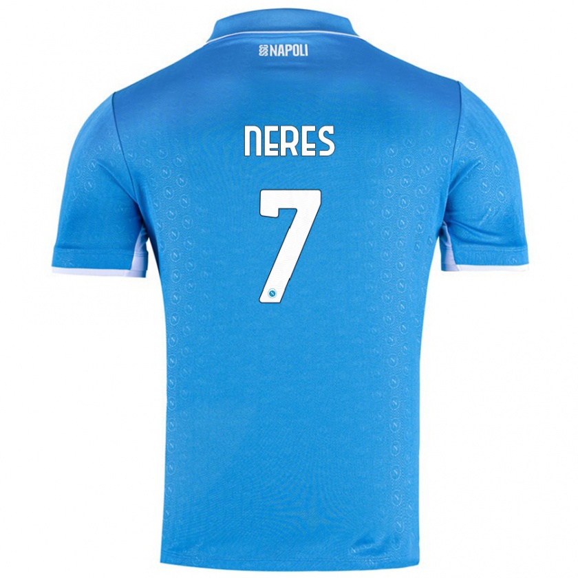 Kandiny Kinder David Neres #7 Himmelblau Heimtrikot Trikot 2024/25 T-Shirt