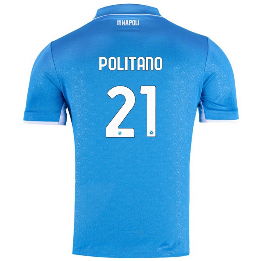 Kandiny Kinder Matteo Politano #21 Himmelblau Heimtrikot Trikot 2024/25 T-Shirt