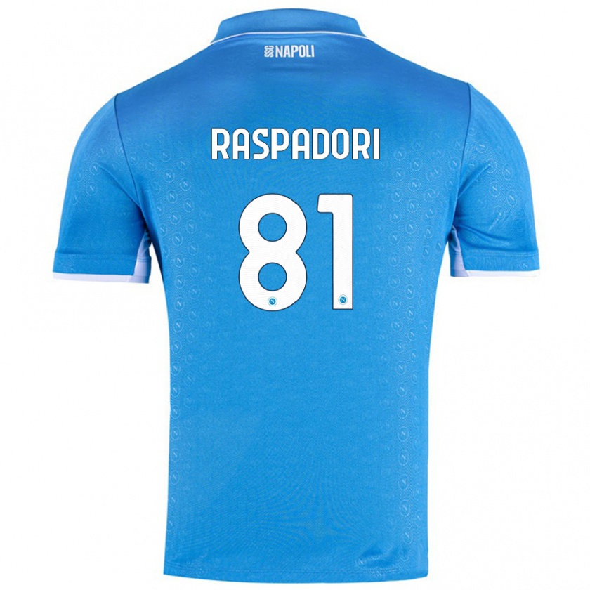 Kandiny Kinder Giacomo Raspadori #81 Himmelblau Heimtrikot Trikot 2024/25 T-Shirt