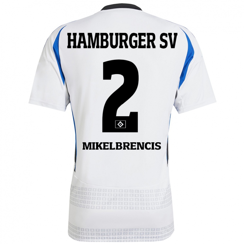 Kandiny Kinder William Mikelbrencis #2 Weiß Blau Heimtrikot Trikot 2024/25 T-Shirt