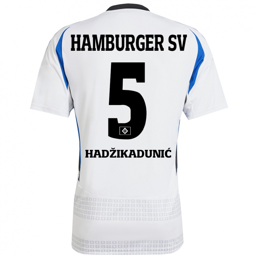 Kandiny Kinder Dennis Hadzikadunic #5 Weiß Blau Heimtrikot Trikot 2024/25 T-Shirt