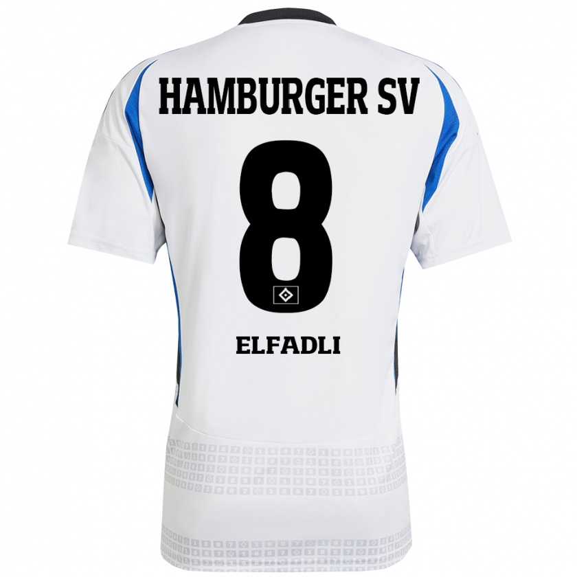 Kandiny Kinder Daniel Elfadli #8 Weiß Blau Heimtrikot Trikot 2024/25 T-Shirt