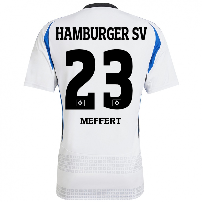 Kandiny Kinder Jonas Meffert #23 Weiß Blau Heimtrikot Trikot 2024/25 T-Shirt