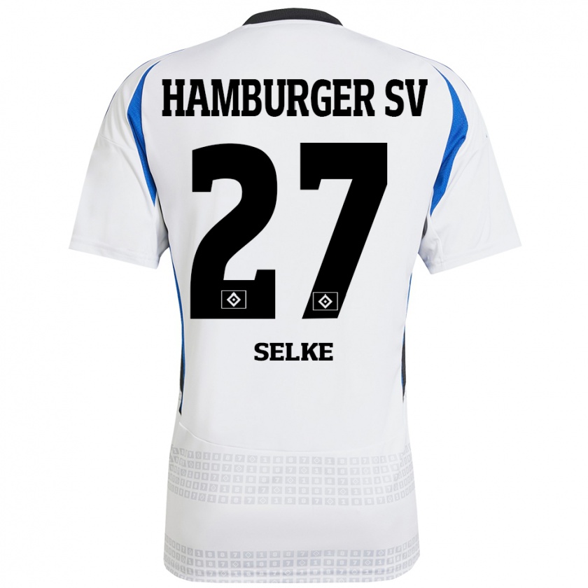 Kandiny Kinder Davie Selke #27 Weiß Blau Heimtrikot Trikot 2024/25 T-Shirt